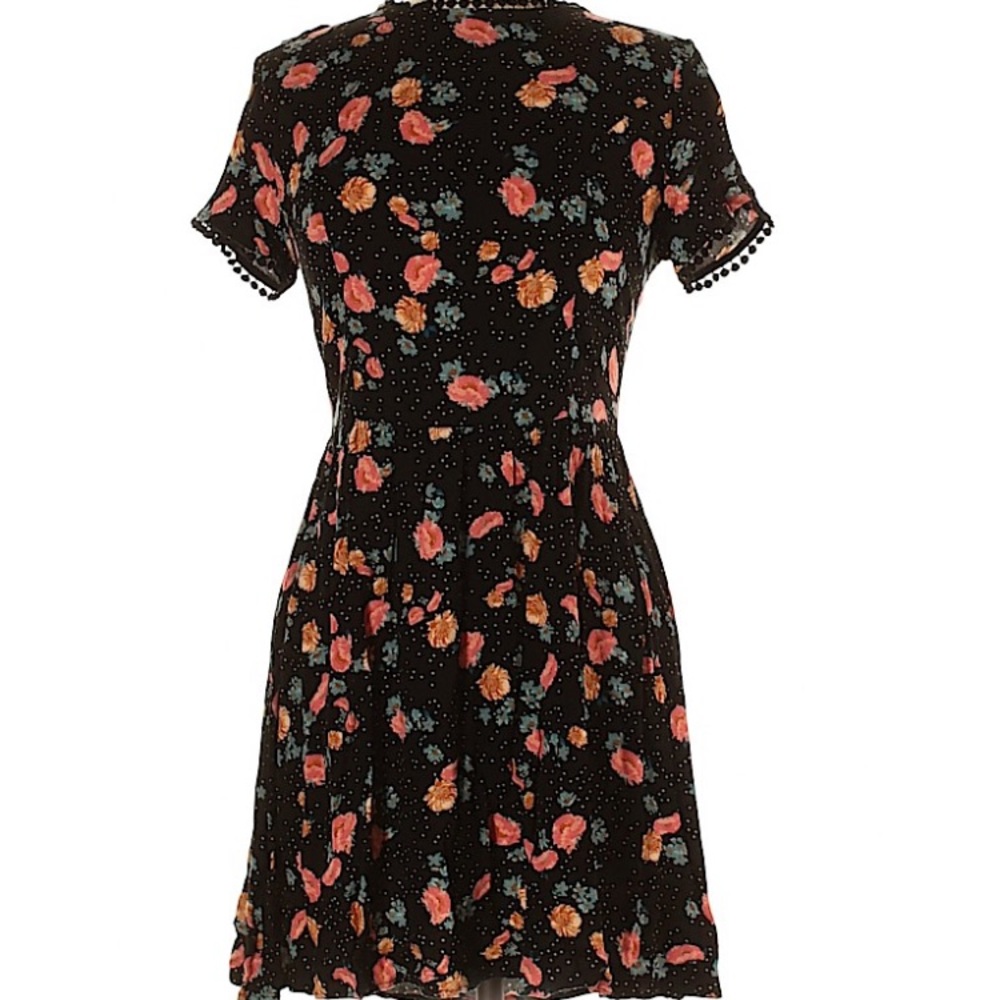 Floral Black Dress with Back Detail